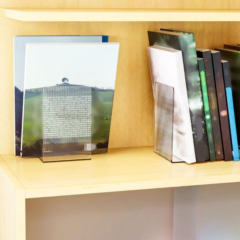 4 Pcs Practical Bookends Clear Book End Acrylic Book Support Book Holders Stand Decorative Bookends for Students