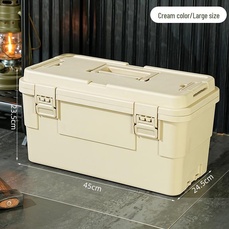 Vintage Industrial Stackable Storage Box with Flip-Top Lid for Home or Car