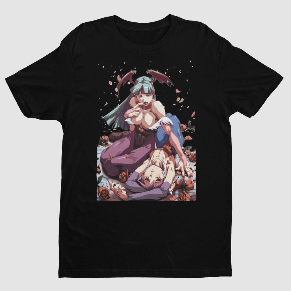 

Morrigan and Lilith Darkstalkers Vampire Premium T-shirt Key Art Unisex 4XL