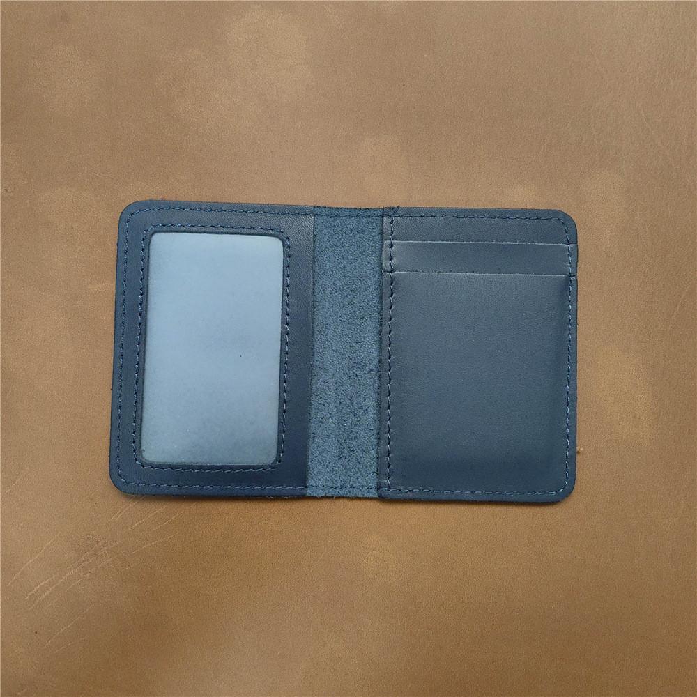 

Original Real Leather Mini Card Holder Crazy Horse Leather Driver s License Holder Retro Brown & Coffee Minimalist Card Bag 4 Slots синій