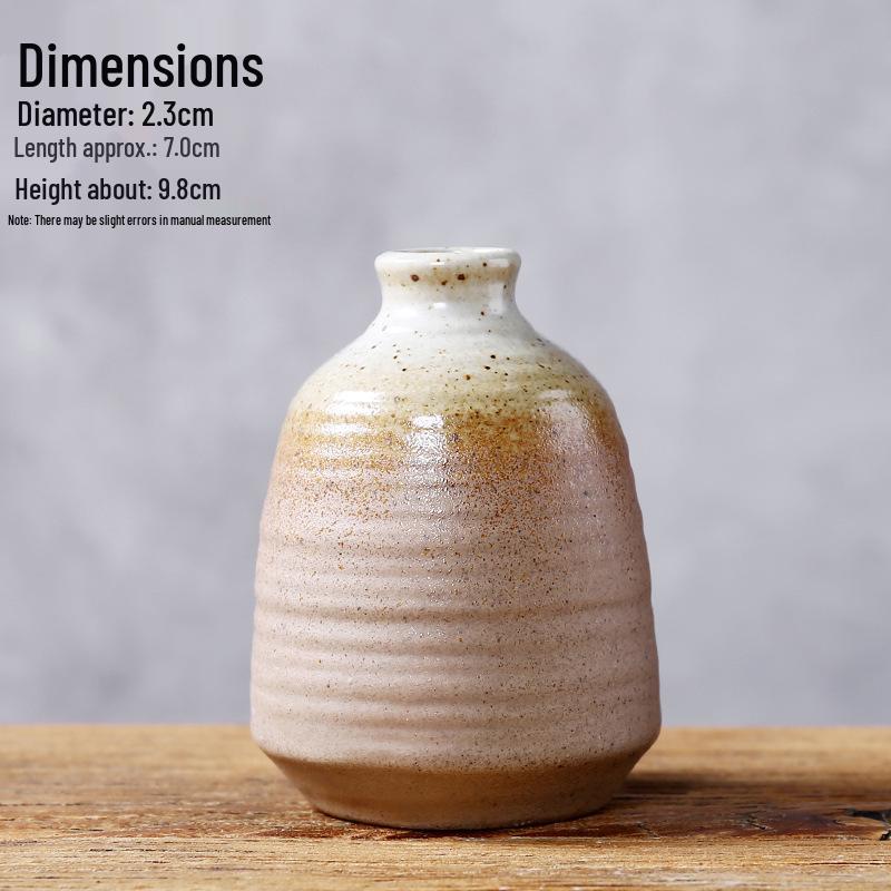 Zen Retro Ceramic Vase: Simple Antique Pottery for Dried Flowers, Small Table Ornament, or Hydroponic Plant Container for Living Room.