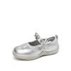 Größe 26-37 Mädchen Lederschuhe Kinder Silber Prinzessin Schuhe 2025 Frühling und Herbst neue Mädchenschuhe weichsohlige Frühjahrsschuhe
