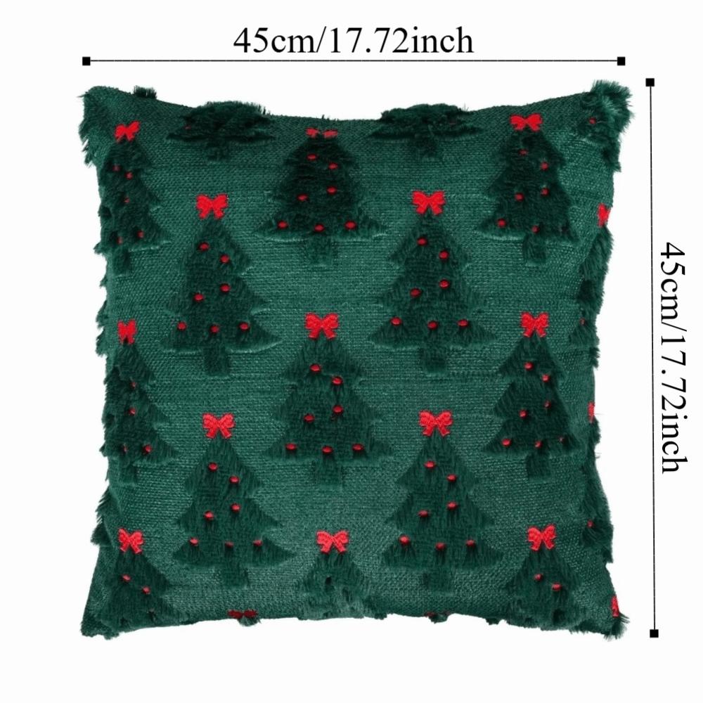 New Christmas Tree Cushion Cover Decorative Square Throw Pillow Cover Soft Xmas Tree Pillowcase Festive Atmosphere