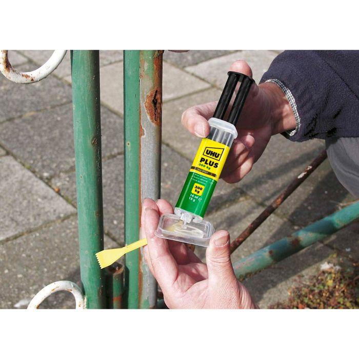 Colle epoxy - uhu - tube 15 g - supporte 300 kg - 2 seringues + mixer - fixation 12 h