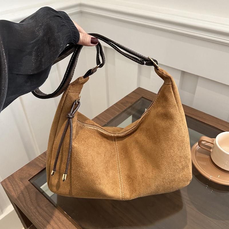 Vintageinspirert Tote-veske med stor kapasitet for kvinner, avslappet ensfarget matt skinn, skulder- og crossbody-veske