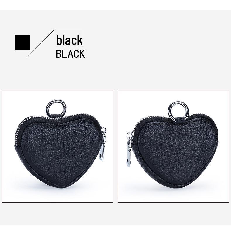 Mini Genuine Leather Coin Purse for Ladies - Top Layer Cowhide Storage Pouch with Zipper and Pendant