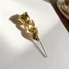 High-End Gold Color Rose Flower Brooch Suit Coat Badge Fashion Jewelry Lapel Pins For Women And Men Gift Accessories