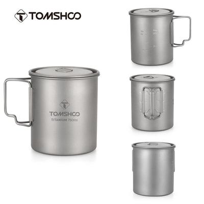 TOMSHOO Ultraleichter 750-ml-Titanbecher für den Außenbereich, tragbar, für Camping, Picknick, Wasserbecher mit faltbarem Fassungsvermögen