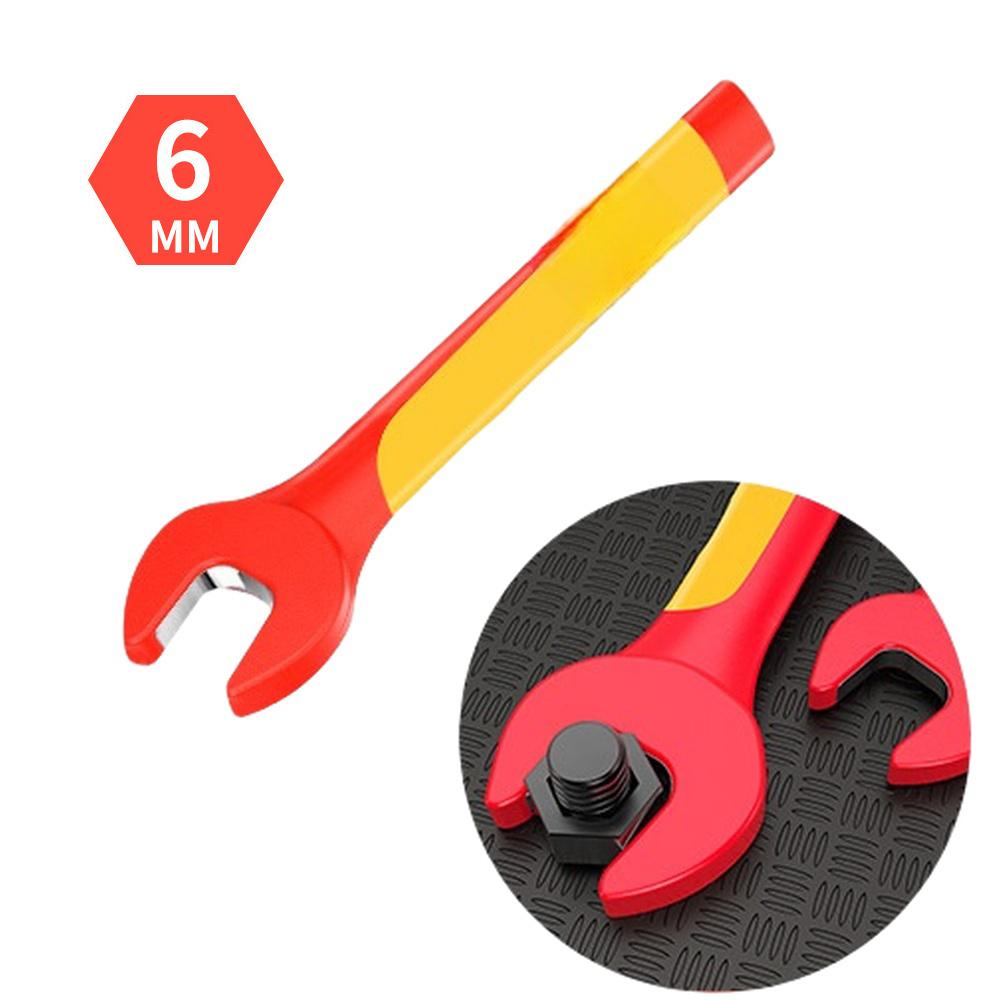 Insulated VDE Open-End Wrench 6-12mm 1000V Rated Chrome Vanadium Steel For Electrical Work Adjustable Wrenches Repair Tools
