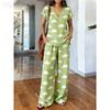 Y1 Summer Loose Short-sleeved V-neck Top Wide-leg Pants Two-piece Women's Clothing European and American Fashion Suit