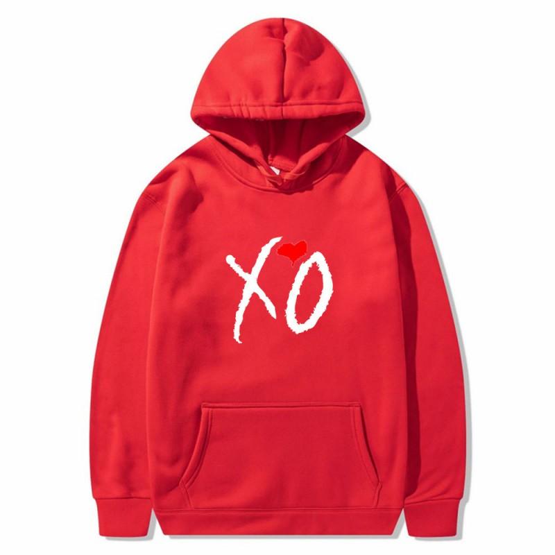 Mens Oversized Hooded Sweatshirt With XO Letter Print Loose Fit Streetwear Casual Top
