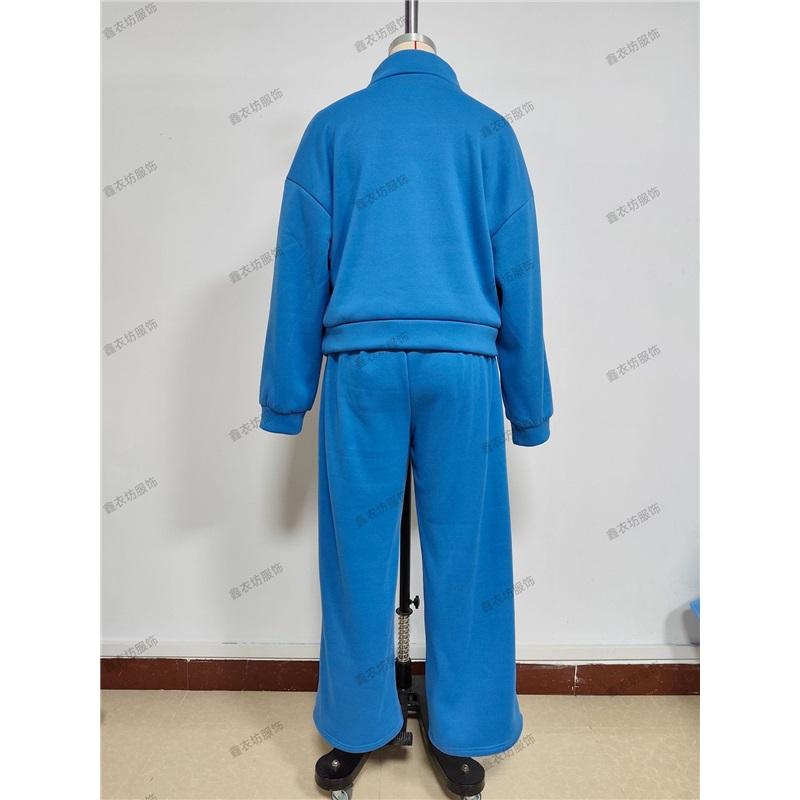 Women's 2 Piece Casual Tracksuit Half Zip Sweatshirt And Elastic Waist Wide Leg Pants Loungewear Set
