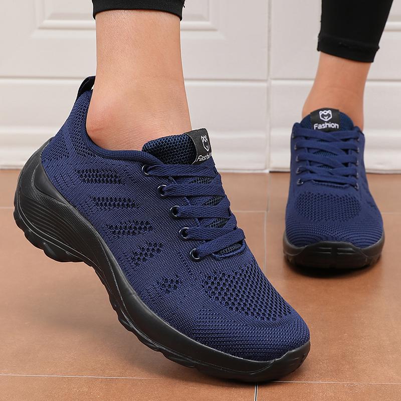 

New Women S Running Shoes Fashionable Lace Up Design Breathable Mesh Durable Rubber Solefitness Long-Distance Travel Shoes 36