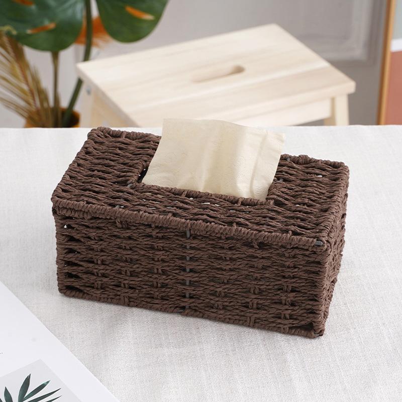 Bohemia Tissue Box Container Cover Rattan Hand Woven Home Decoration