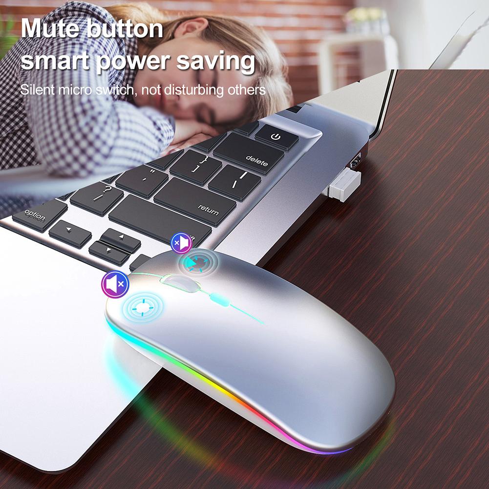 Wireless Mouse 2.4G Rechargeable USB Wireless Gaming Mouse with LED Colorful Light