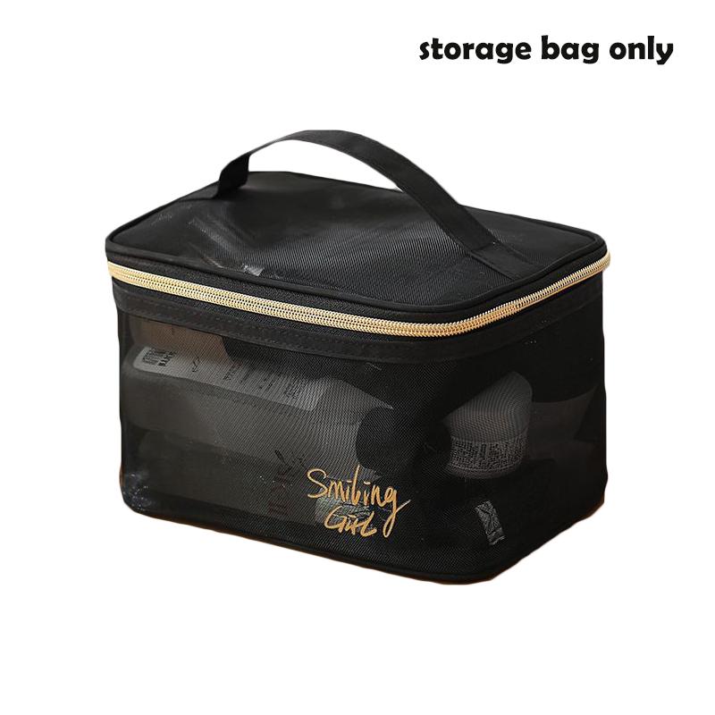 Mesh Bag Cosmetic Makeup Zipper Black Pouch Travel Toiletry Storage Tools Beauty