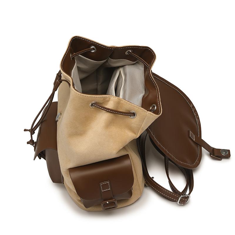 Vintage Color Block Backpack College Style Schoolbag Travel Backpack