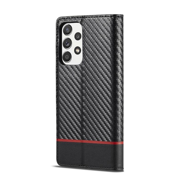 LC.IMEEKE Carbon Fiber PU + TPU Horizontal Flip Leather Case with Holder & Card Slot & Wallet For Samsung Galaxy A52 5G / 4G