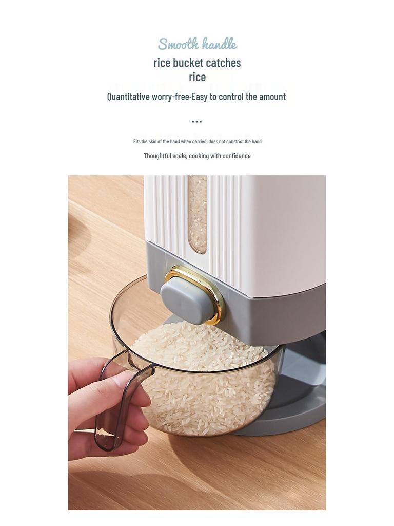 Press-Type Rice Storage Container: Sealed, Insect-Proof, Moisture-Proof Rice Bucket for Kitchen - Ideal for Whole Grains.