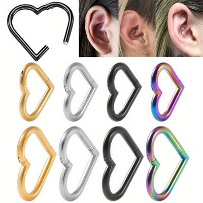 2pcs Stainless Steel Plating Earrings, Heart-shaped Earring Decorations, Fashion Pendant Decorations