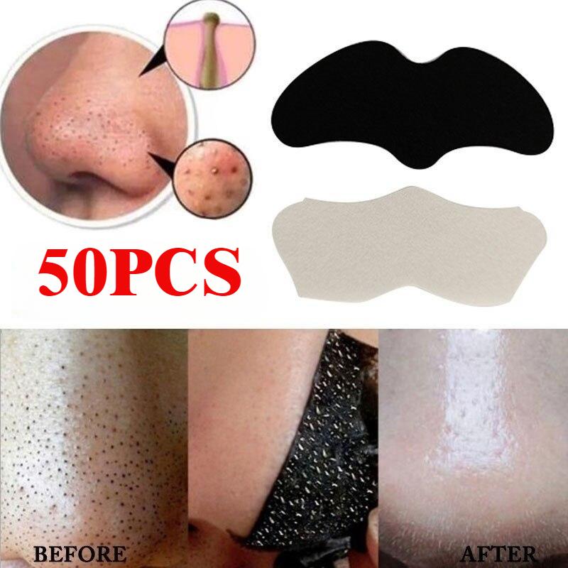 

100/50/25/10 шт. маска для удаления черных точек в носу, глубоко очищающая маска для ухода за кожей, сужающая поры, маска для лечения акне, черные точки в носу, чистые полоски для пор 50PCS чёрный