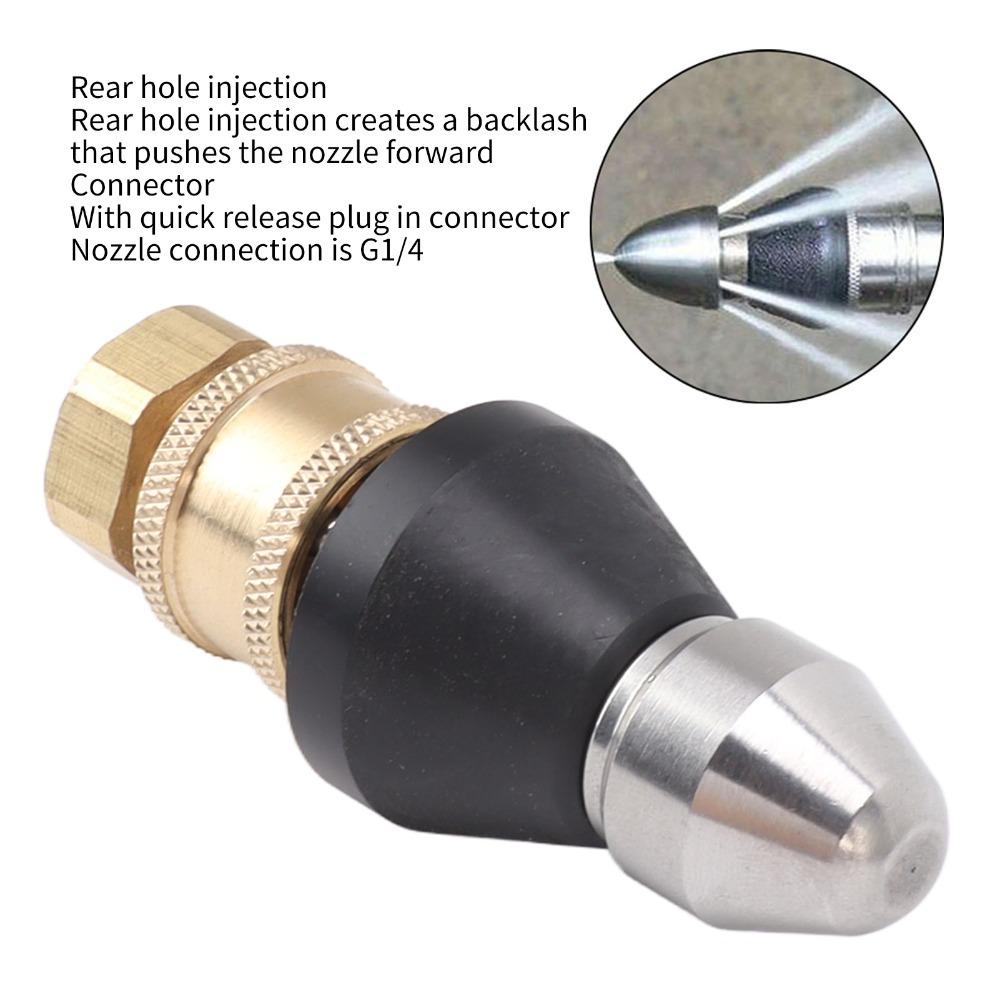 Stainless Steel Sewer Jetter Nozzle Quick Connect Drain Cleaning Jetter Pipe Blockage Removal