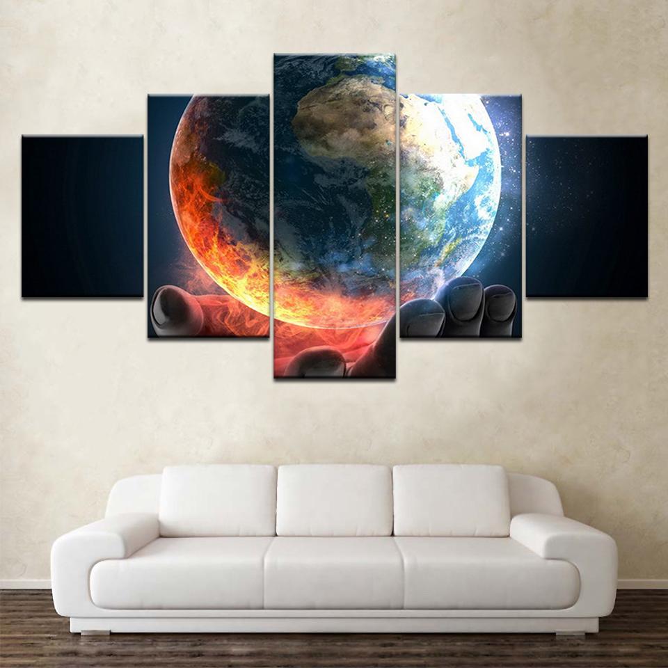 

Human induced disasters 5 piece Wallpapers modern Modular Poster art Canvas painting for Living Room Home Decor 20x35 20x45 20x55cm