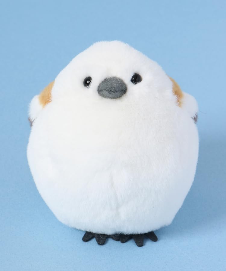 Bleu Bleuet Soothing Plush Chubby Snow Fairy Bird Long-tailed Tit, Fluffy, Palm-Sized Toy, Mascot,