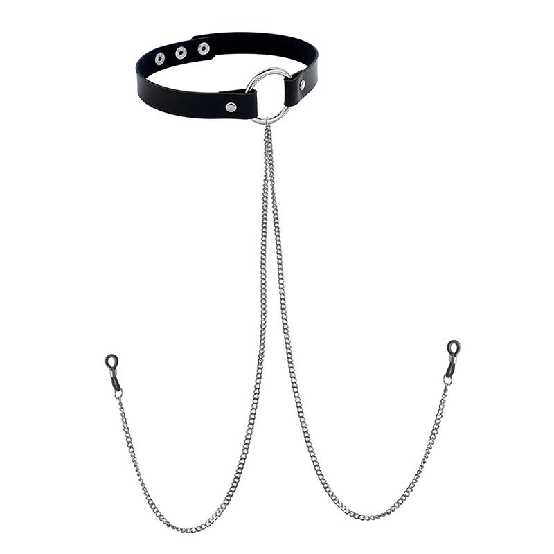1Pc Nippel Ring Mit Choker Halskette Punk Stil Lange Kette Nippel Barbell Piercing Schmuck
