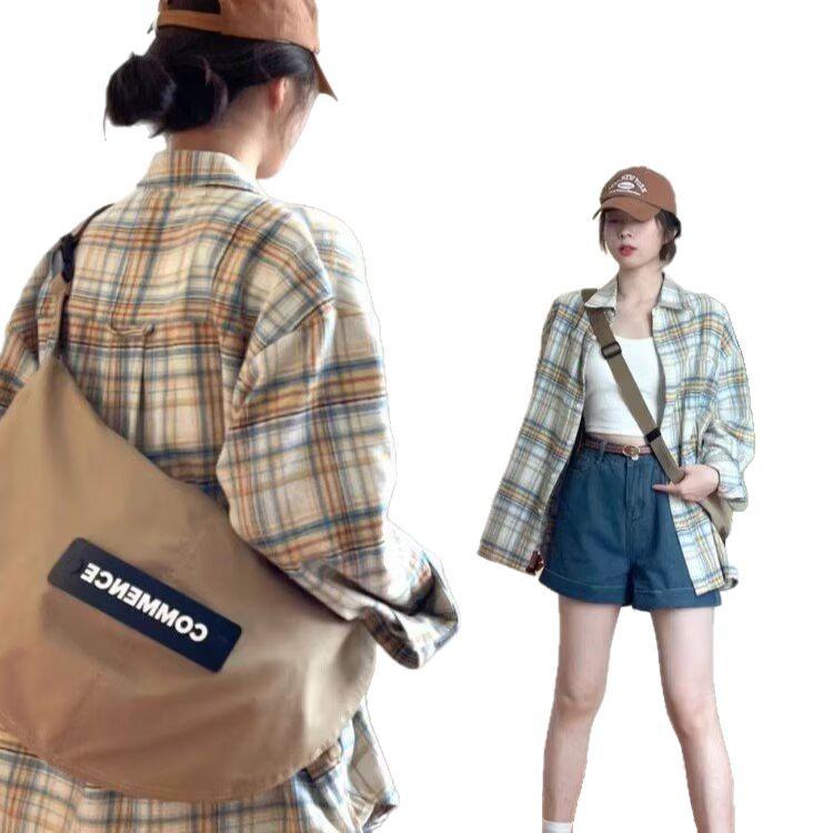 Damen Gelb Kariert Französische Jacke Bluse - Petite Größe, Langarm, Frühling/Herbst 2025