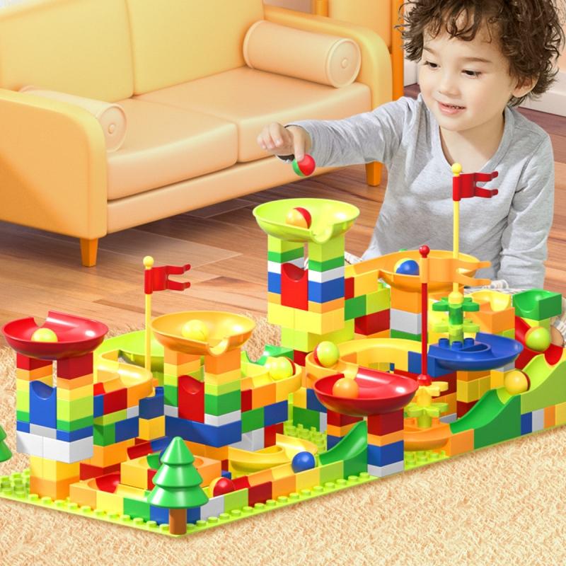 Children Maze Ball Tracks Slider Blocks DIY toy Early Educationtoy Kids Gift city Building Blocks Funnel Slide Blocks Toys