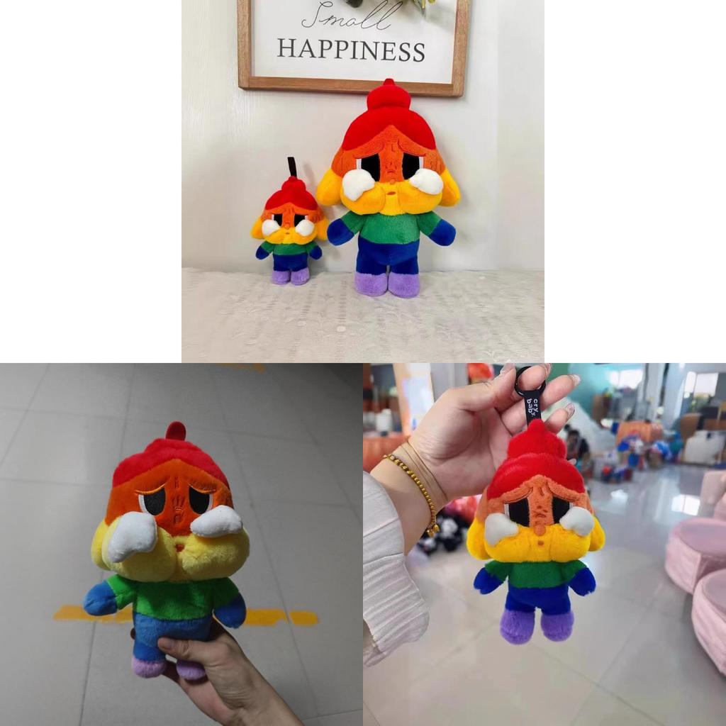 Crybaby Cheer Up Baby Series Rainbow Plush Keychain Soft Short Fur Animal Charm For Kids