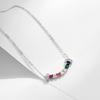 MODIAN 925 Sterling Silver Smile Square Rainbow Colorful Zirconia Pendant Necklace Fashion Neck Chain For Women Fine Jewelry