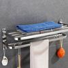 Towel Rack Foldable Towel Shelf with Movable Hooks Rustproof Wall
