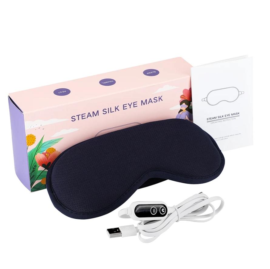 Reusable USB Electric Heated Eyes Mask Hot Compress Warm Therapy Eye Care Massager Relieve Tired Eyes Dry Eyes Sleep Blindfold