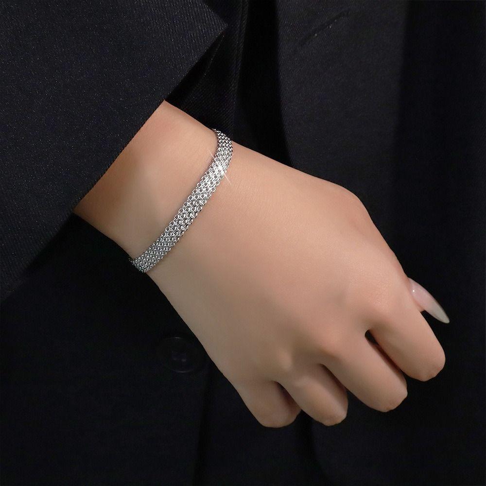 

Jewelry Simple Charm Bracelet Multilayer 925 Silver Bangle Female Lady Girl срібний