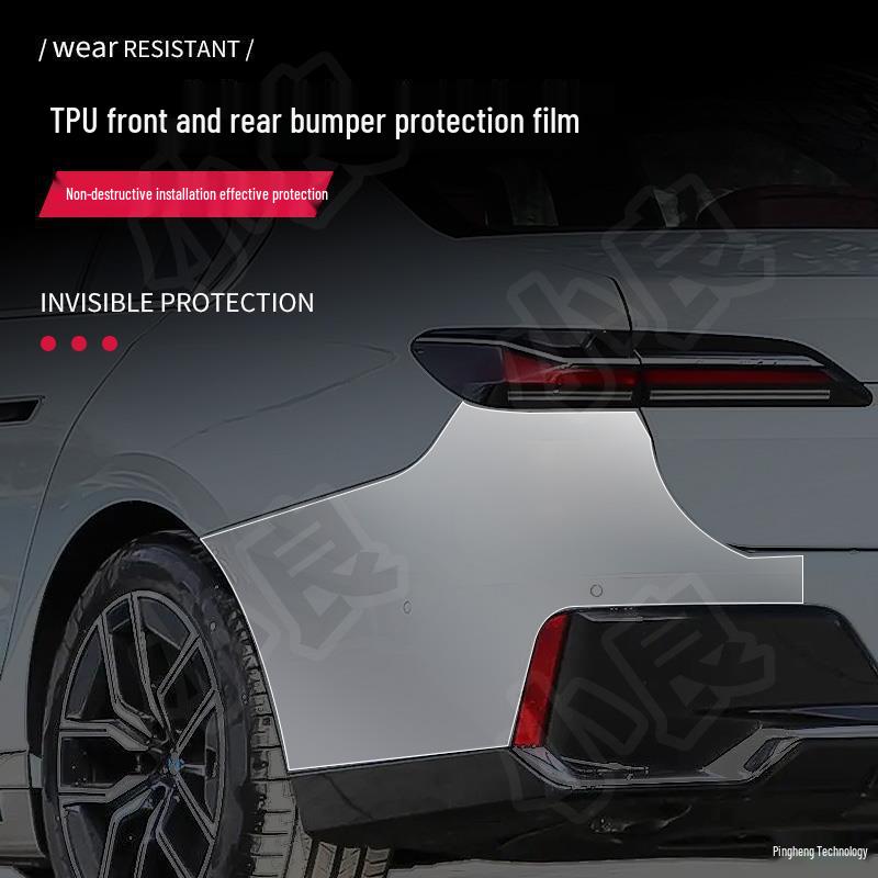 Vorgeschnittene durchsichtige TPU-Schutzfolie für vordere und hintere Stoßfänger - Passend für 23 BMW 7er Modelle
