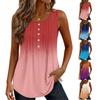 Women's Fashionable Casual Gradient Tie- V-Neck Decorated Button-Up Ruffled Sleeveless Vest T-Shirt Top