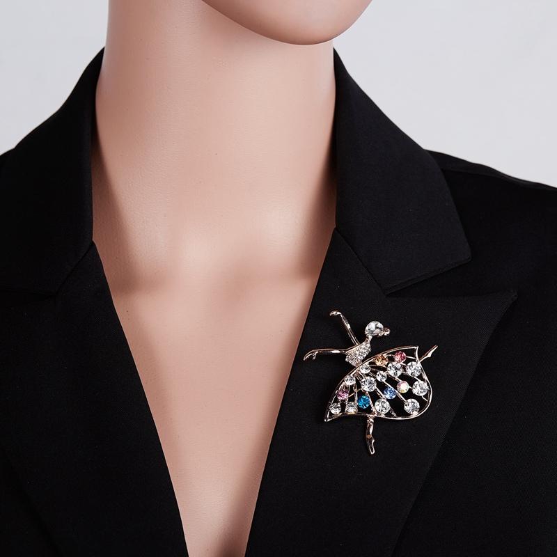 Dance Girls Ballet Dancing Brooches For Women Artistic Gymnastics Shining Crystal Zircon Brooch Pins Dress Coat Wedding Jewelry