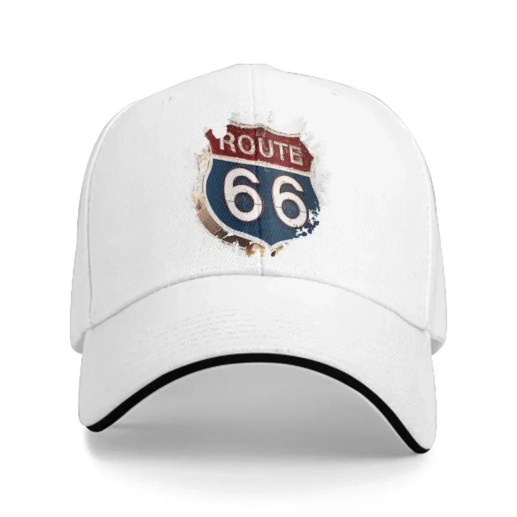 Pure Color Dad Hats Road Sign Art Casual Hat Sun Visor Caps U S Route 66 Peaked Cap