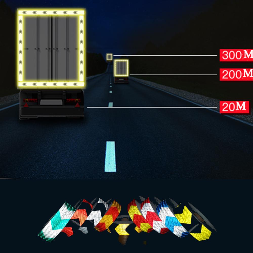 5cmm*25m Arrow Reflective Hazard Safety Warning Caution Tapes White-Green Reflectors Adhesive Stickers For Trailer Vehicle Stair