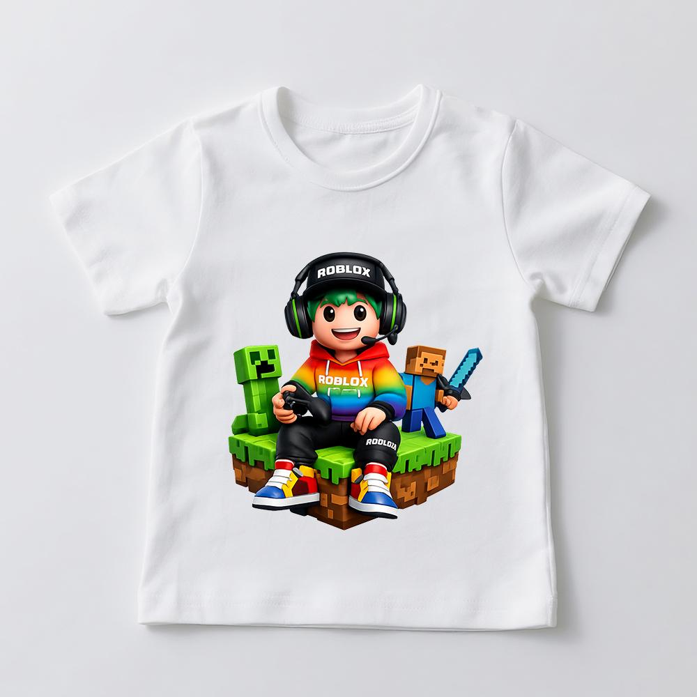 Roblox Spiel Print T-Shirts für Jungen Mädchen Kinder Kurzarm T-Shirt Oberteil Kinder Freizeitkleidung