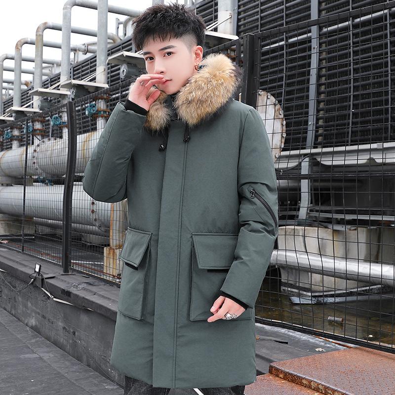 Padded clothes men's thick winter medium and long Korean version jacket loose cotton clothes youth thickened bread clothes