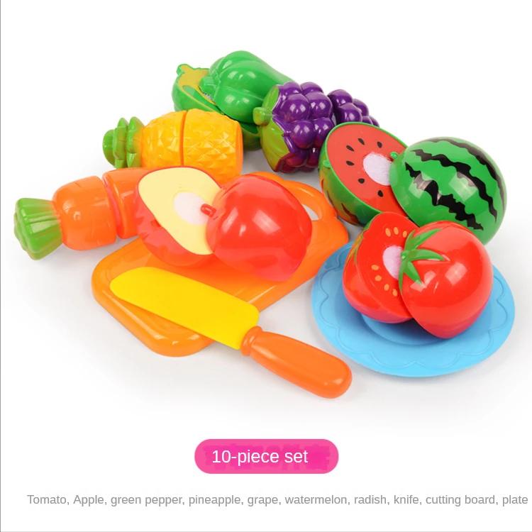Non-Toxic Role Play Educational Gift Baby Toy Pretend Play Food Set Fruits Vegetable Kitchen Playset For Kid'S Gift Assembly Game