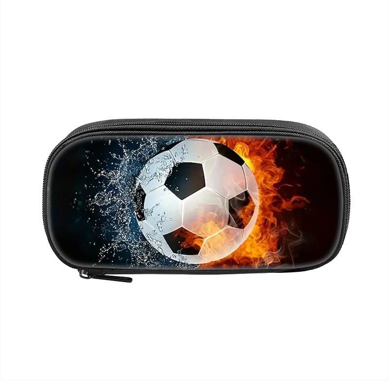 Sports Themed Polyester Pencil Case With Multiple Compartments For Students And Kids