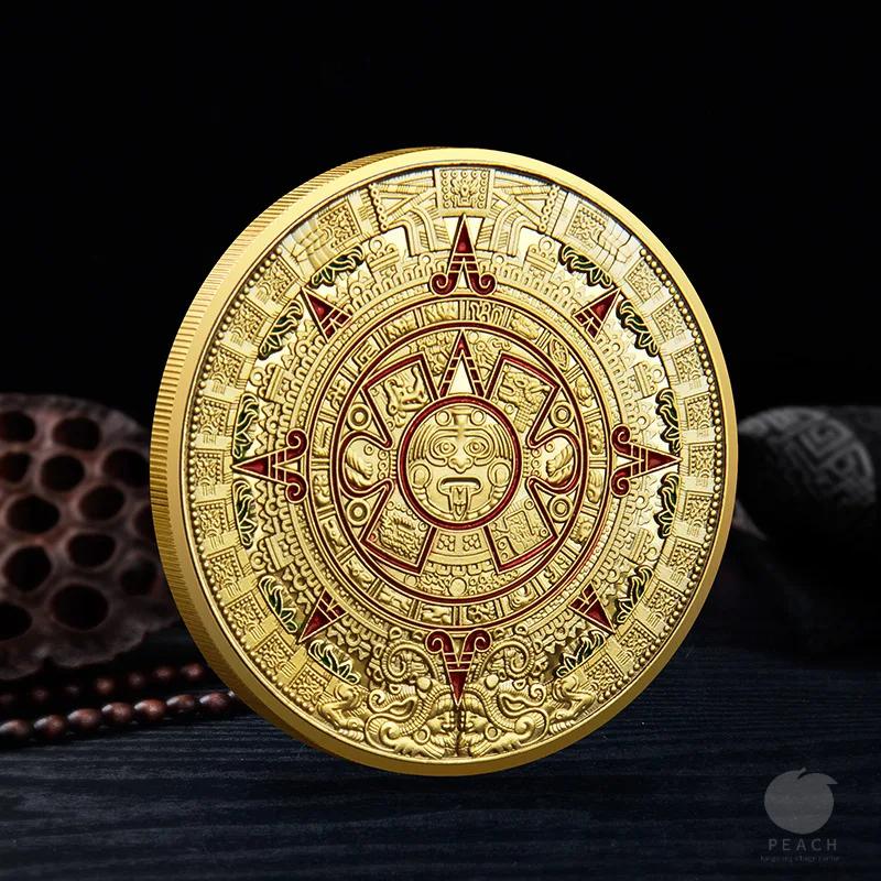 Souvenir Coin Mexico Mayan Aztec Calendar Art Prophecy Culture Gold Coins Collectibles