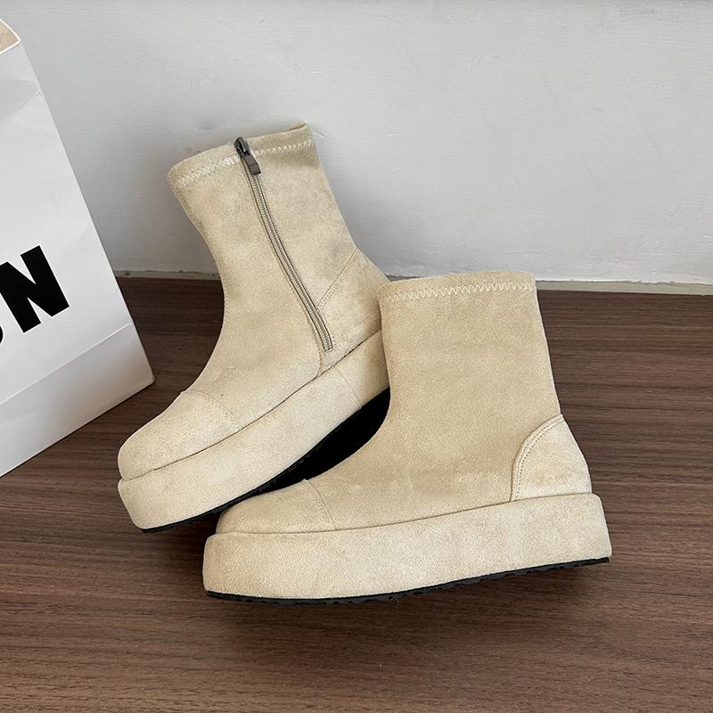 

Fashion Winter Platform Heel Women Ankle Boots Female Round Toe Height Increase Shoes Street Style Banquet Party Short Botas Mujer 35 хаки