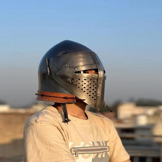 Barbuta Visor Helmet Medieval Knight Armor Helmet  18g Mild Steel Warrior  Perfect for LARP, Cosplay  Halloween Costume