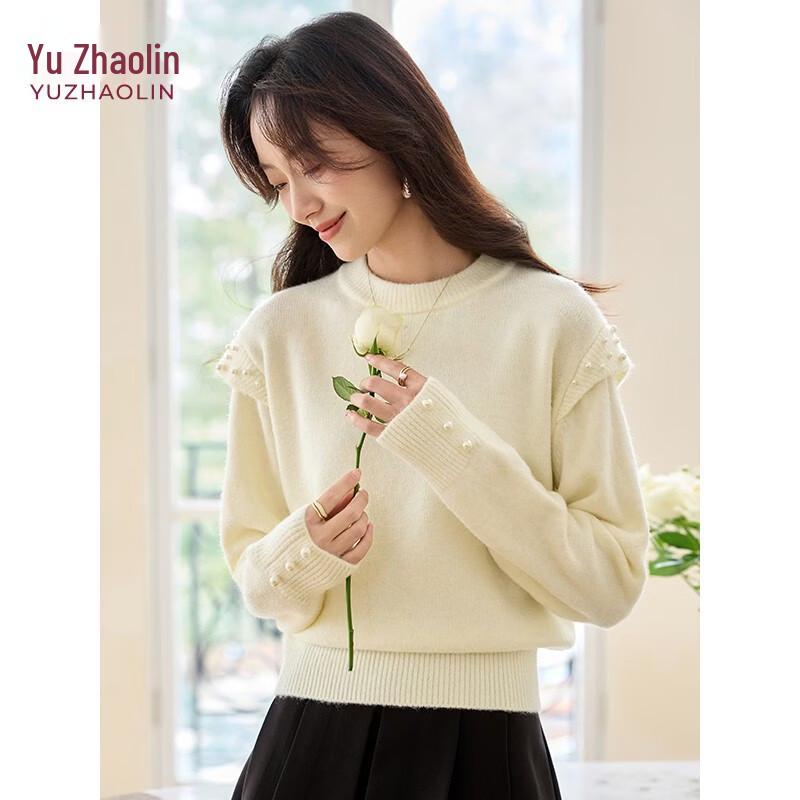 YUZHAOLIN Women's Elegant Pearl Knit Sweater