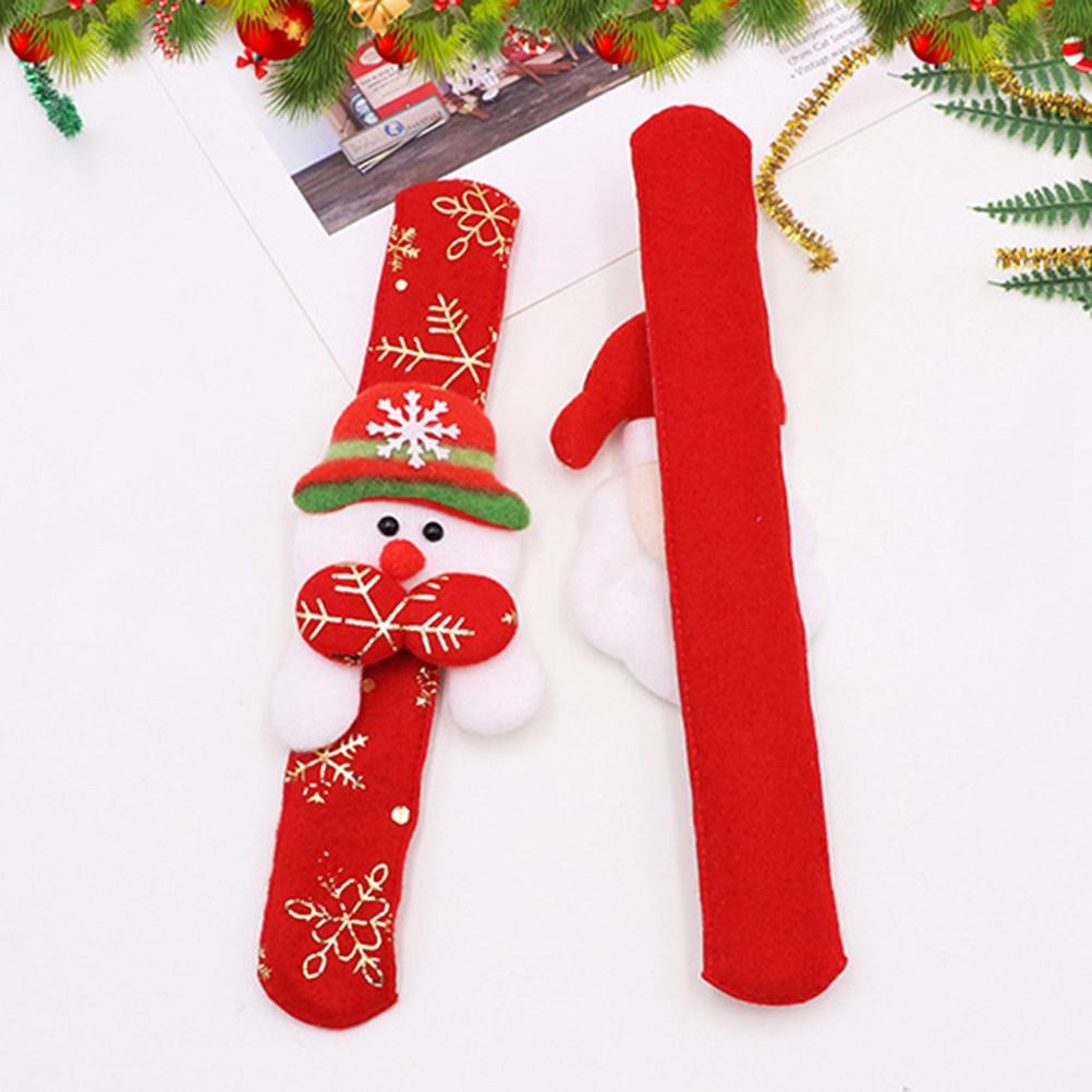 Cartoon 3D Santa Claus Snowman Elk Slap Bracelet Christmas Party Supplies Favors Comfortable Fabric for